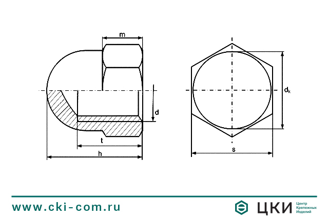 Чертеж гайки колпачковой